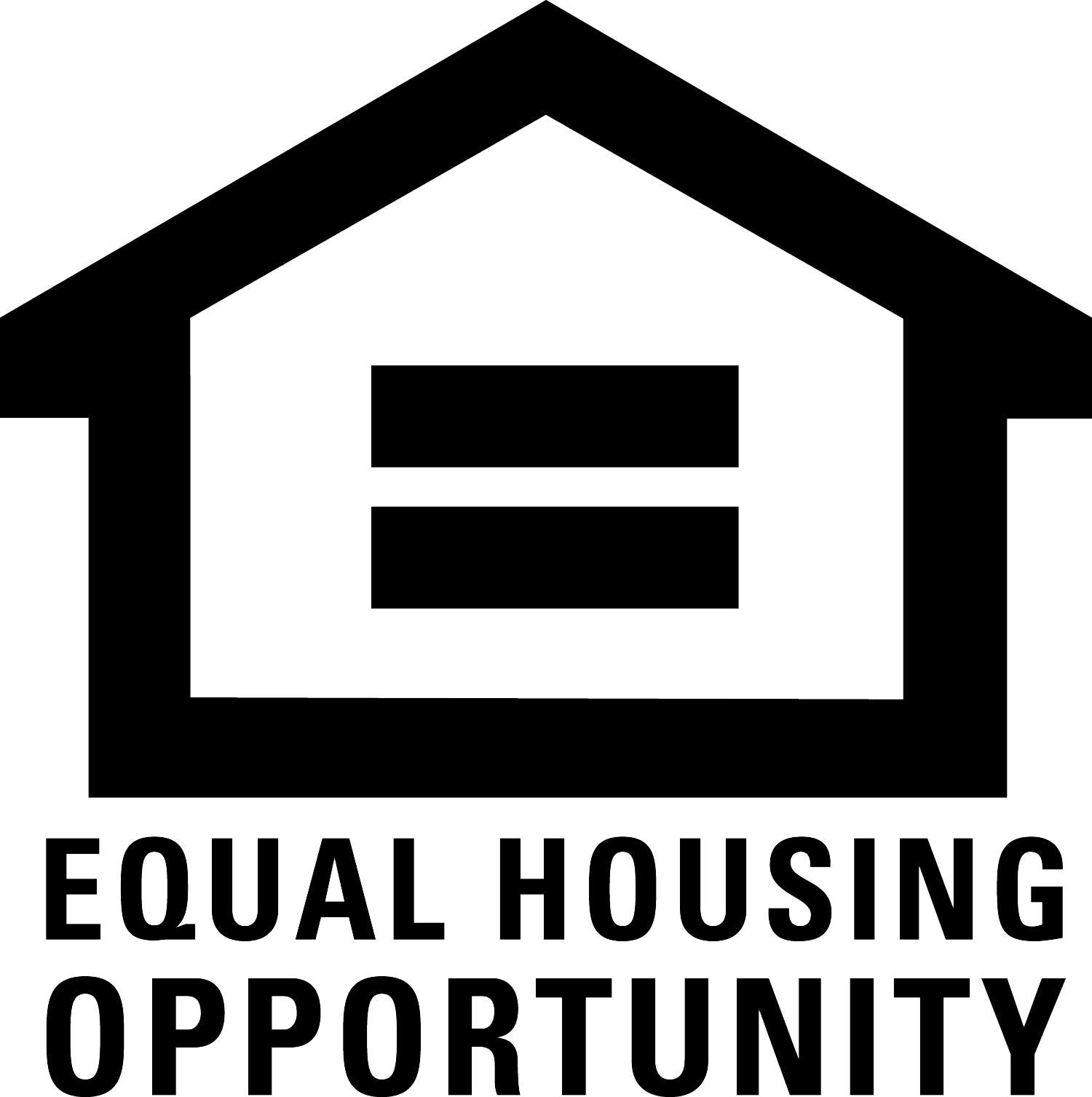 black house icon with equal sign within and equal housing opportunity text underneath