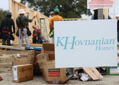 K. Hovnanian Homes sign in front of in-progress home