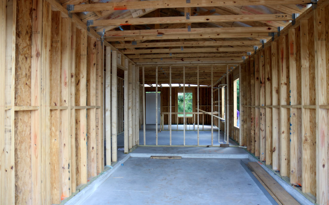 Interior beams of unfinished house