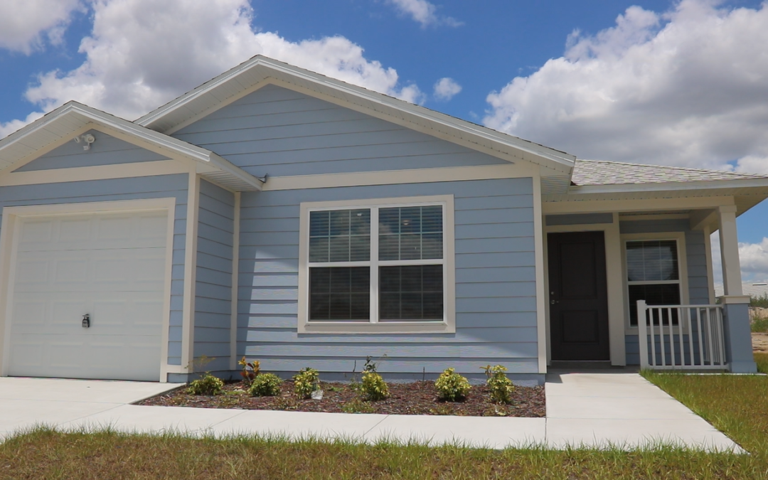 A photo of a blue house